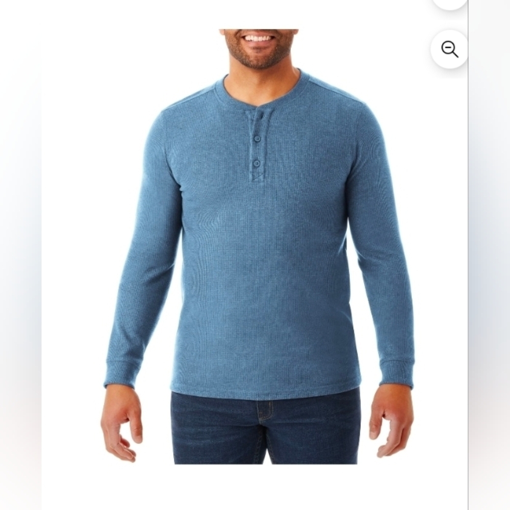 Member's Mark Men's Long Sleeve Thermal Henley Blue